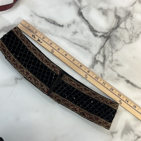 Vintage Christian‎ Dior Ceintures Wide Beaded Beaded Designer Belt Small Medium - Picture 10 of 10